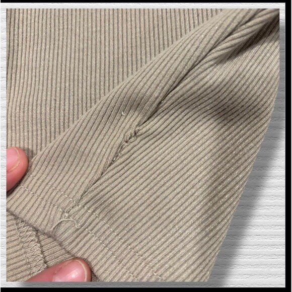 Princess Polly Ribbed Crop Tank Top Beige Size 4 AU 8 EU 36 Y2K Basic Repaired - Picture 6 of 7